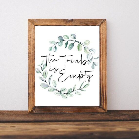 The Tomb Is Empty Easter Sunday Wreath Scripture Minimalist Poster