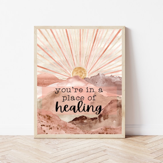 You Are In A Place of Healing Watercolor Sunrise Therapy Poster