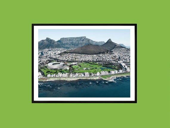 Cape Town Aerial View Table Mountain Stadium Coast Photo Poster