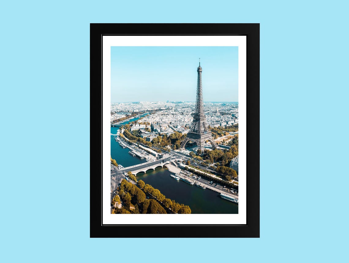 Eiffel Tower Aerial View Paris Seine Cityscape Photography Poster