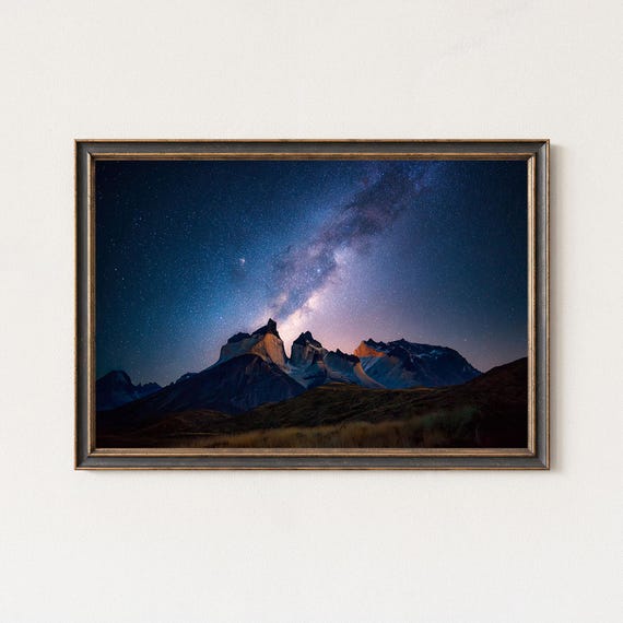 Milky Way Over Cuernos Del Paine Night Sky Print