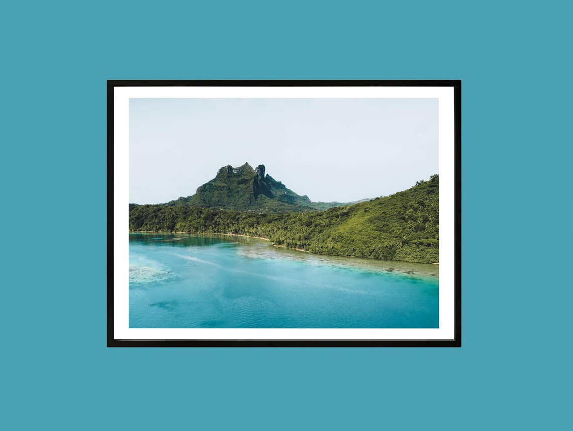 Emerald Island Aerial Print Tropical Coast Photography Bora Inspired