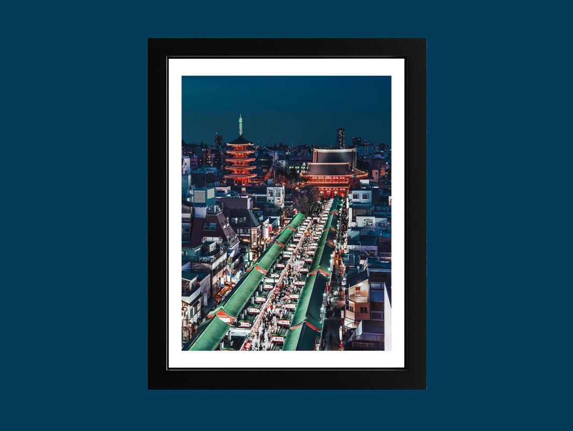 Tokyo Sensoji Temple Asakusa Night Market Japan Travel Photo Poster