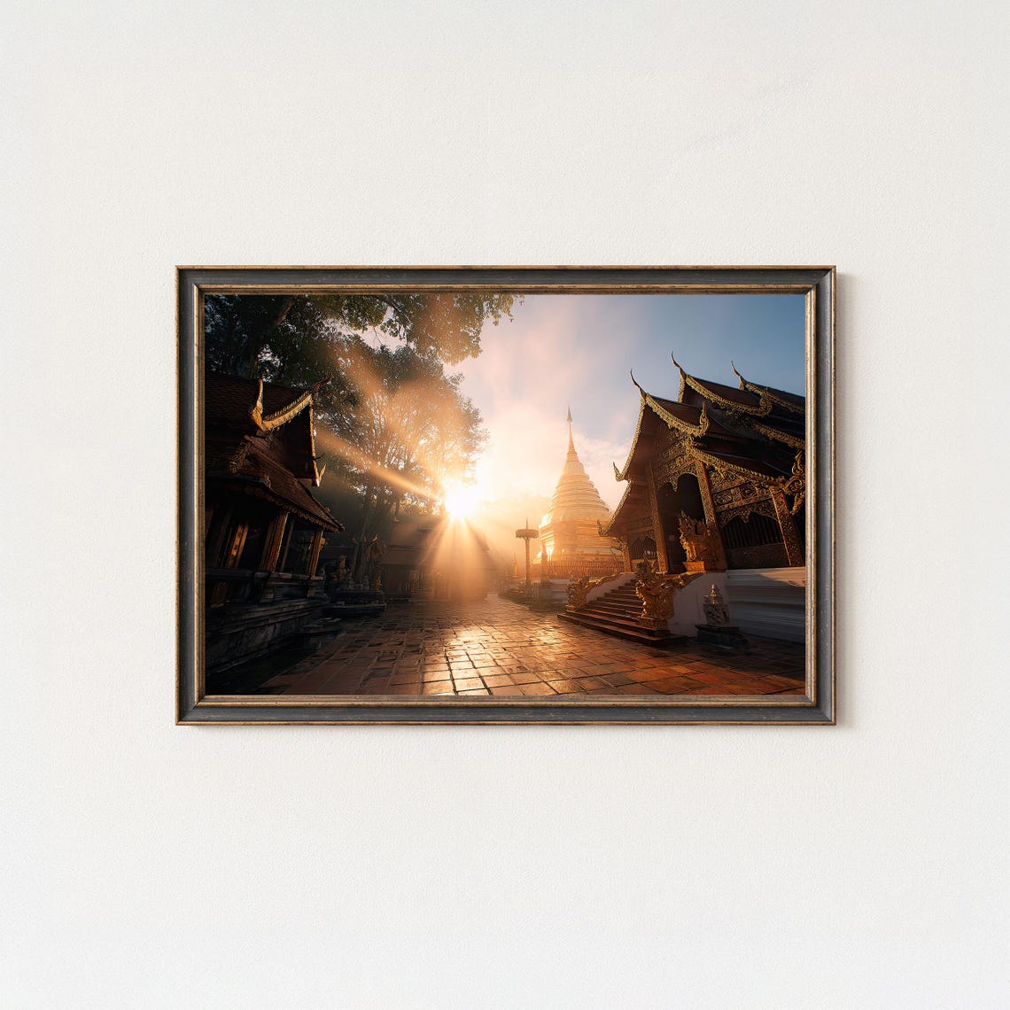 Chiang Mai Doi Suthep Temple Radiant Sunrise Glow Art Poster