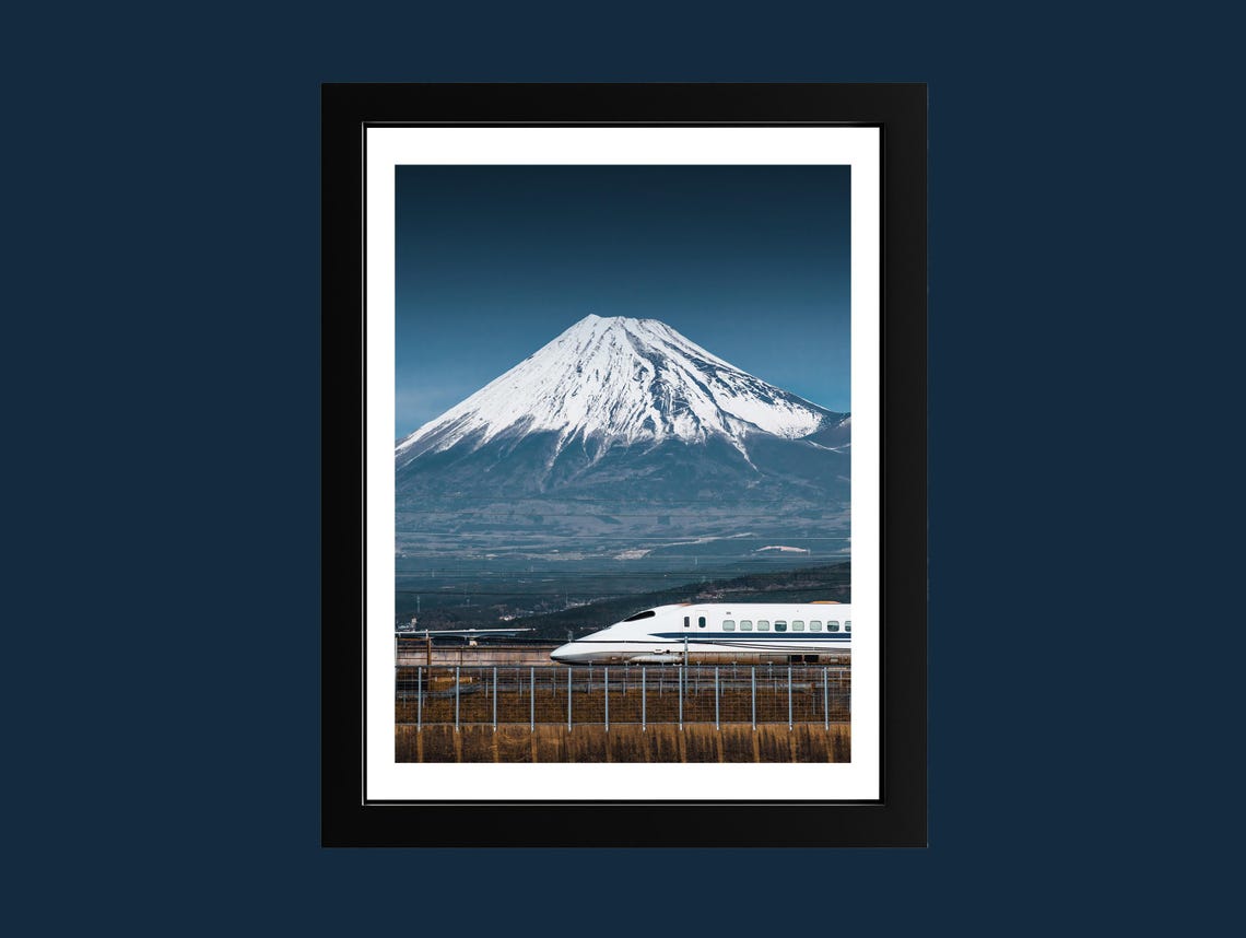 Mount Fuji And Bullet Train Shinkansen Japan Travel Photo Poster
