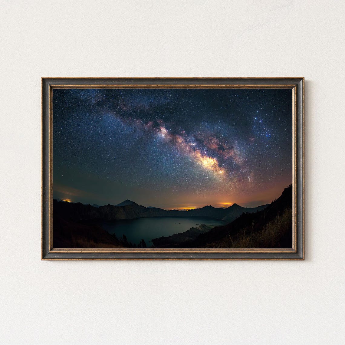 Volcanic Crater Lake Milky Way Print Night Sky Landscape