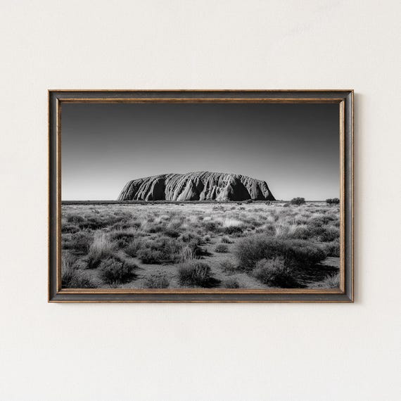 Uluru Black And White Photography Print Australia Landscape