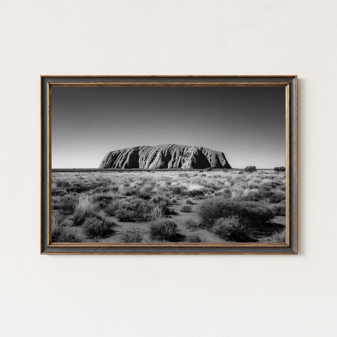 Uluru Ayers Rock Black and White Desert Landscape Australia Poster