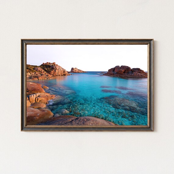 Turquoise Coastal Rock Pool Crystal Clear Water Rocky Cove Poster