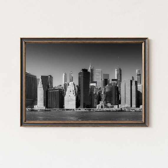 Manhattan Skyline Black And White Photography Print
