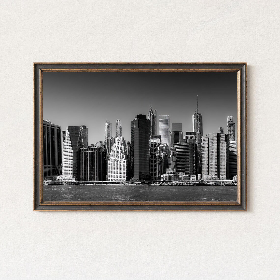 Manhattan Skyline Black And White Photography Print