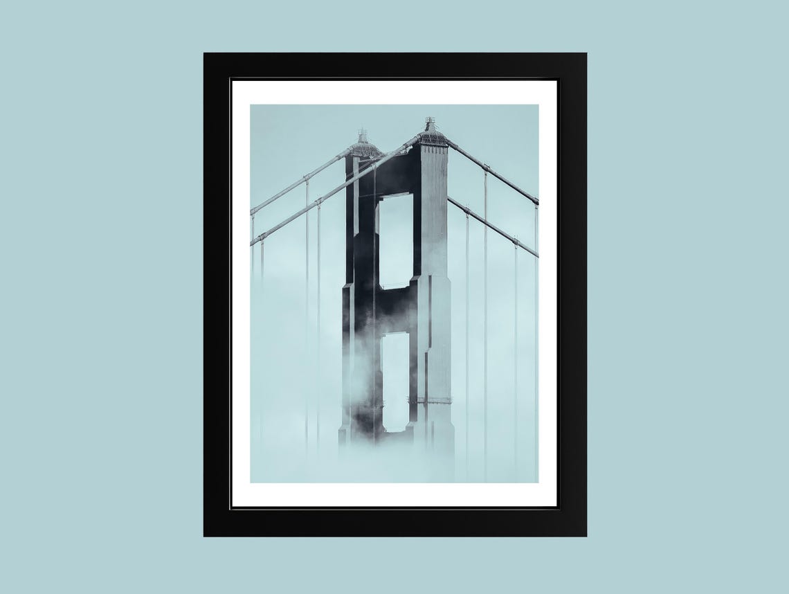 Golden Gate Bridge In Fog San Francisco Minimalist Photography Poster