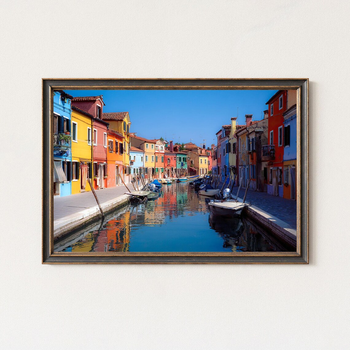 Burano Venice Canal Colorful Houses Panorama Italy Travel Photo Poster