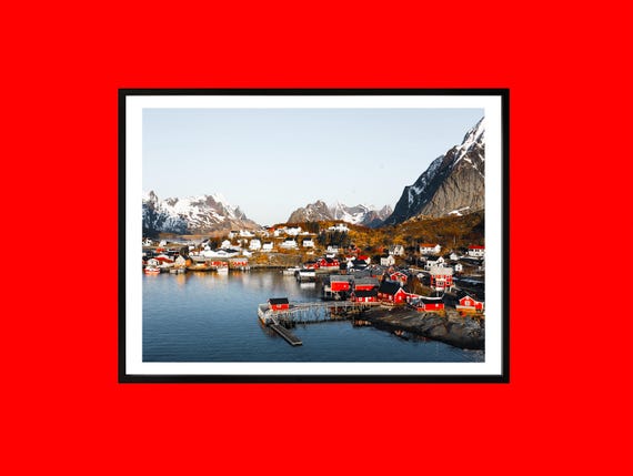 Lofoten Norway Print Arctic Fishing Village Coastal Landscape