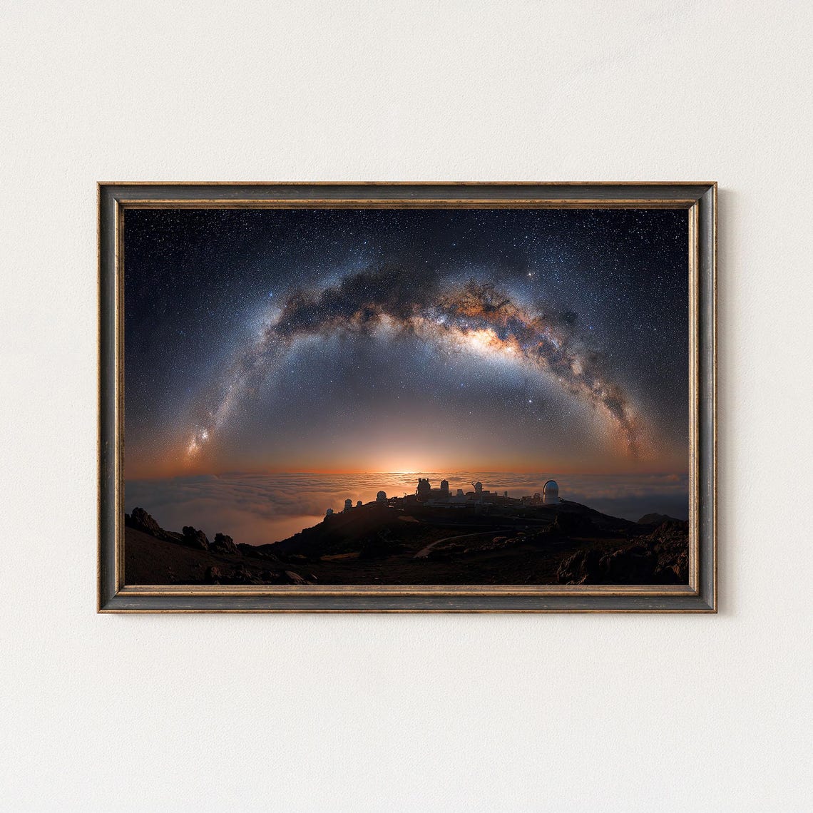 Milky Way Arch Over Mountain Observatory Dusk Night Sky Poster