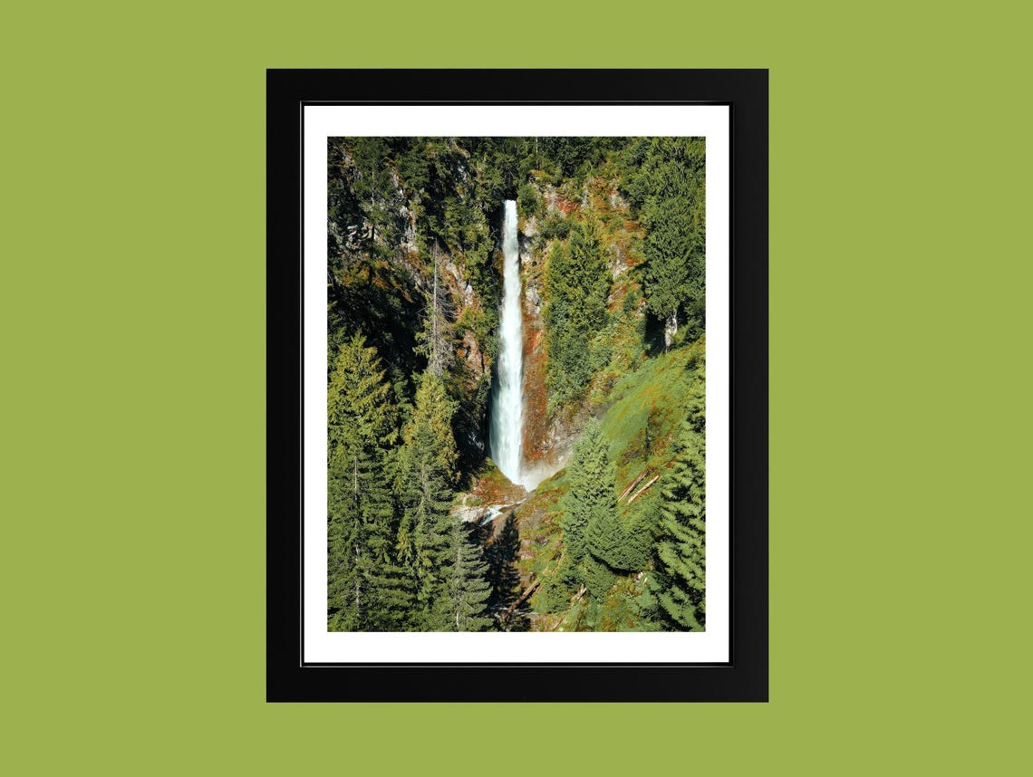 Forest Waterfall Wall Art Print Green Mountain Landscape Photography