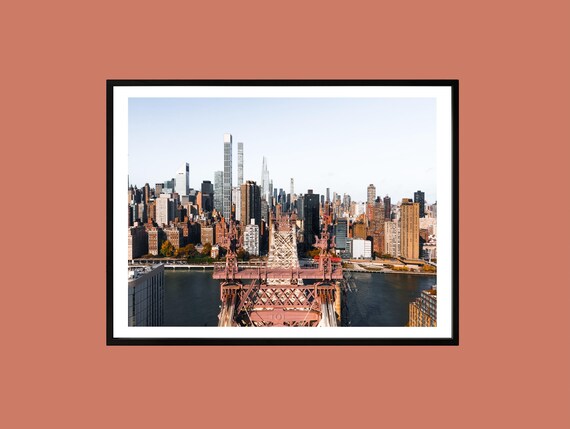 New York City Skyline Queensboro Bridge Aerial Cityscape Poster