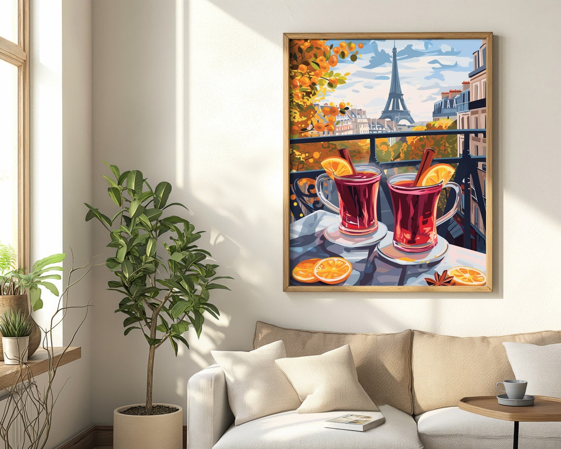 Mulled Wine in Paris Eiffel Tower Balcony Autumn Cocktail Poster - Image 4