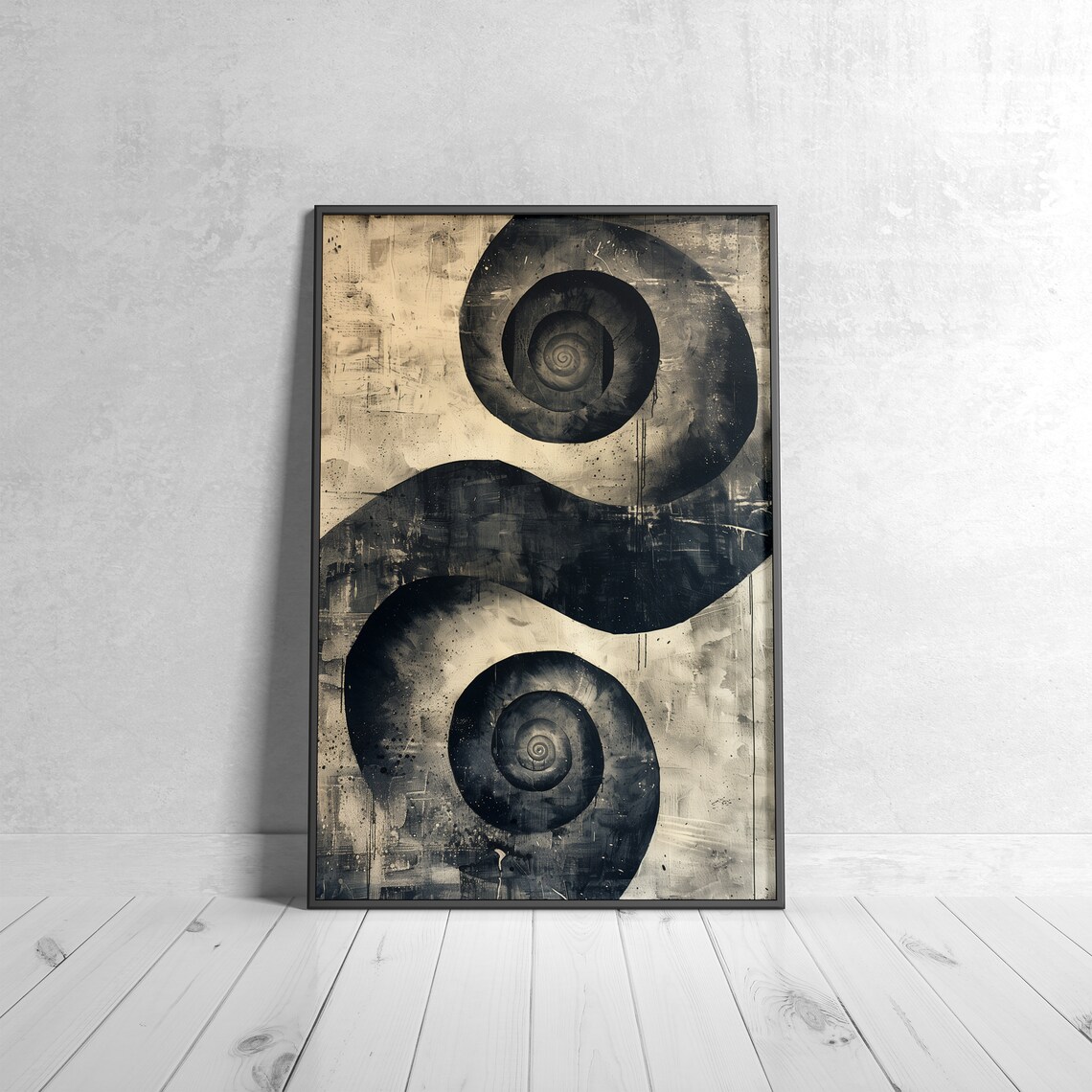 Retro Spiral Abstract Art Monochrome Swirl Vintage Wall Poster - Image 4