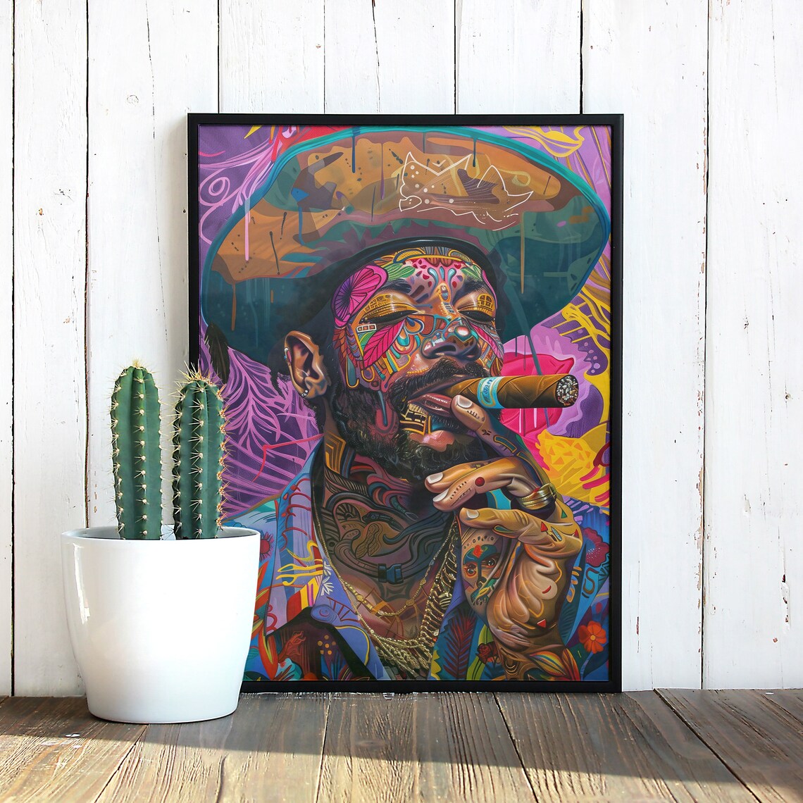 Cigar Smoking Pirate Poster, Preppy Maximalist Pop Surrealism - Image 2