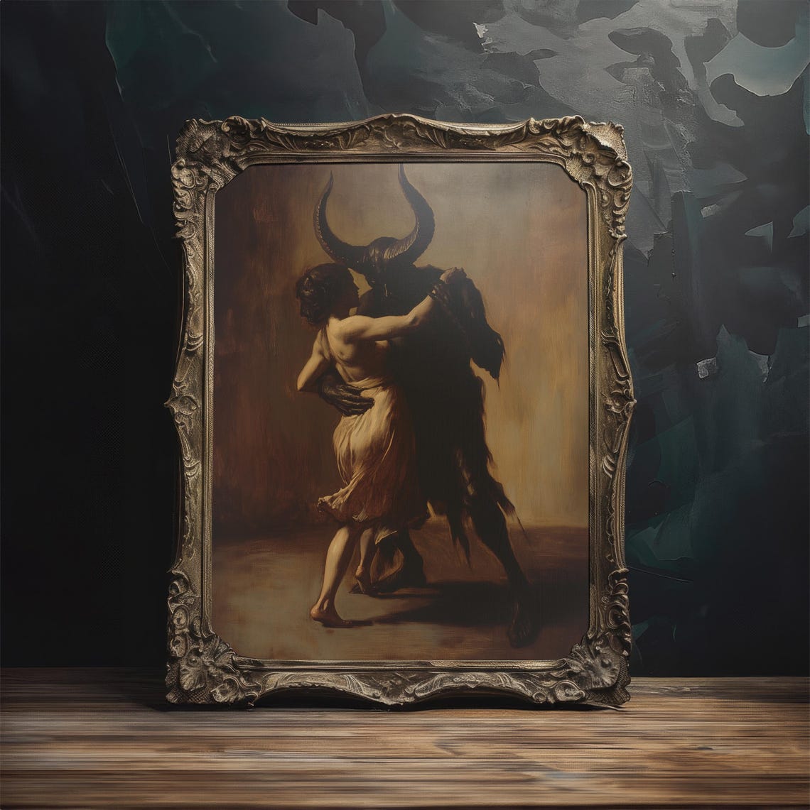 Dancing With the Devil Dark Gothic Academia Oil Painting Poster - Image 3