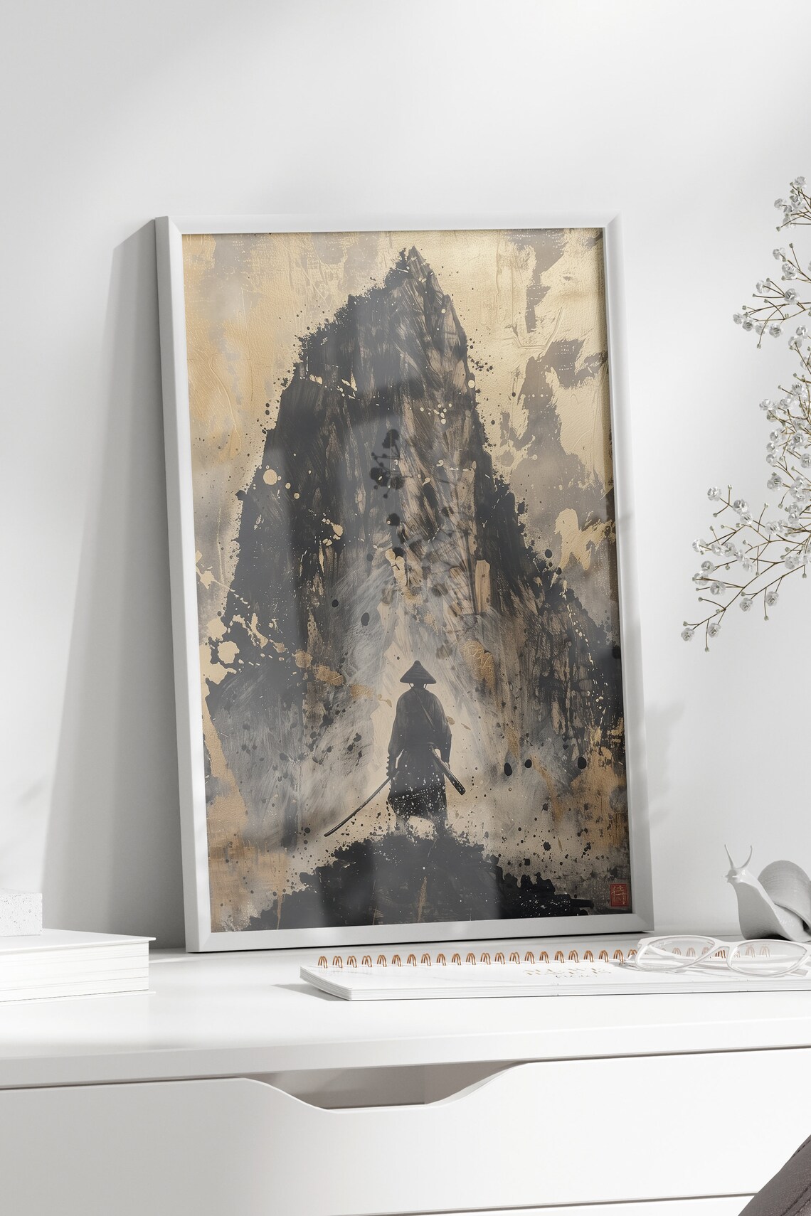 Japanese Vintage Landscape Art Print, Sumi-E Style - Image 2