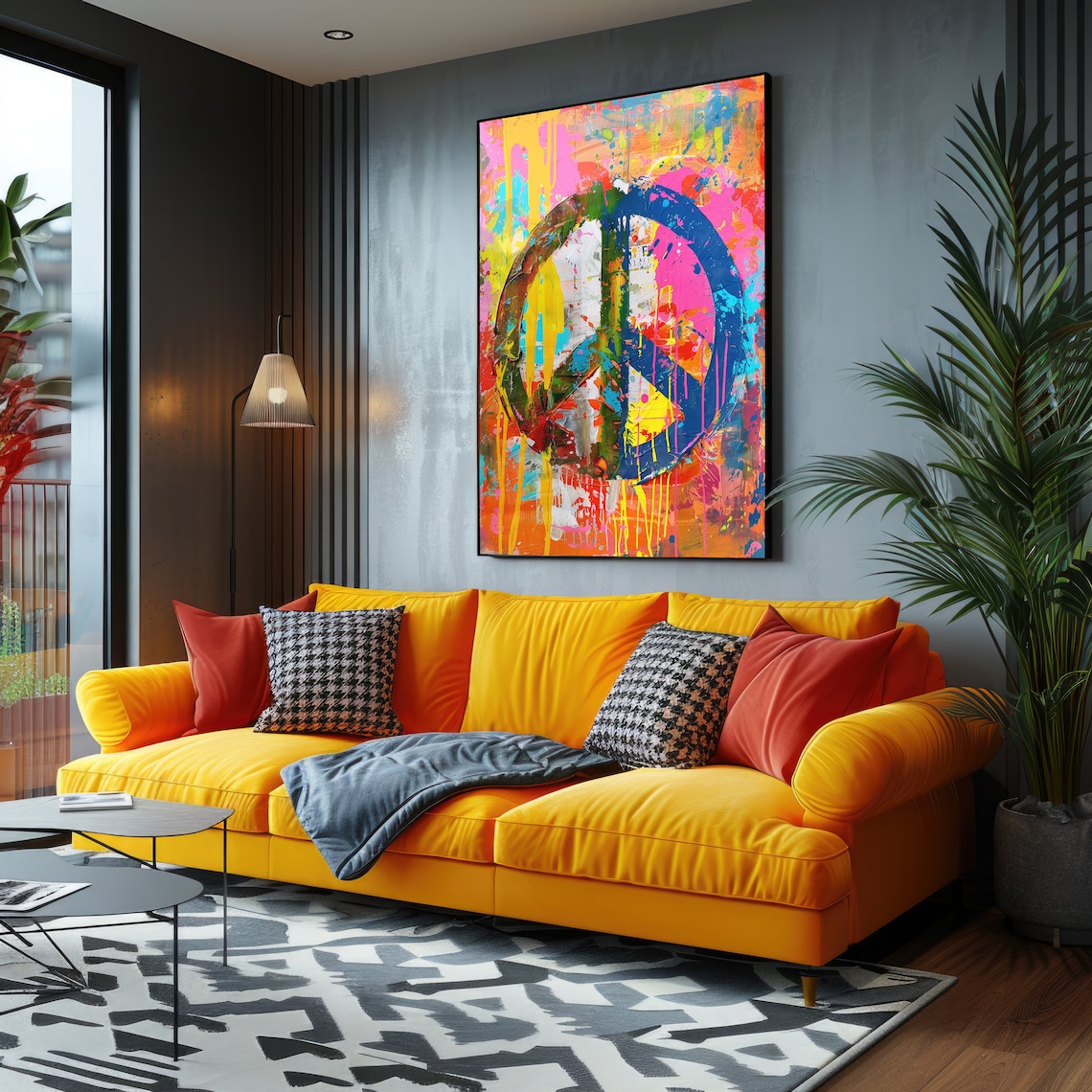 Peace Symbol Pop Art Print, Vibrant Abstract Decor - Image 3