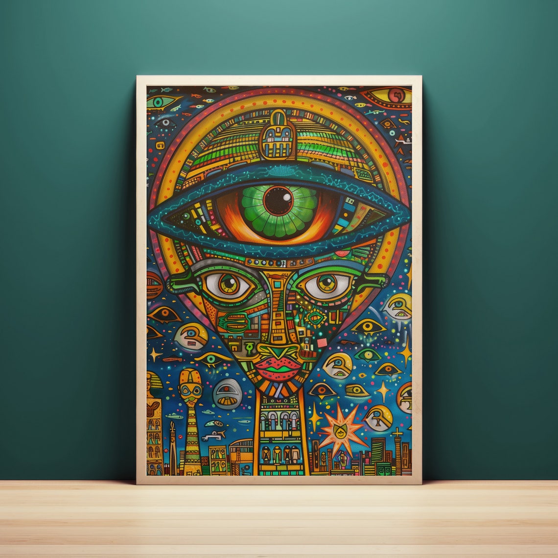 Trippy Third Eye Art Poster Cosmic Eye Stars Psychedelic Colors - Image 3