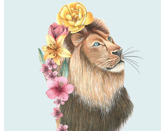 Lion Painting for Nursery Decor, Jungle Safari Art Print