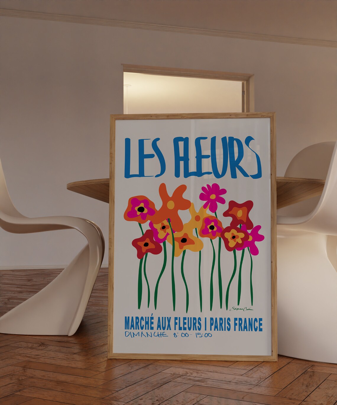 Flower Market Poster, Retro Boho Floral Art Print