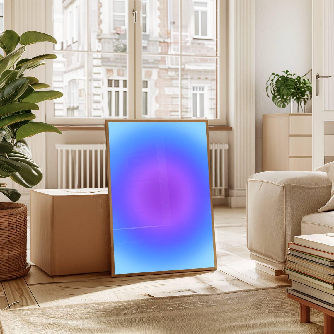 Blue Purple Aura Gradient Glow Electric Cosmic Abstract Art Poster - Image 3