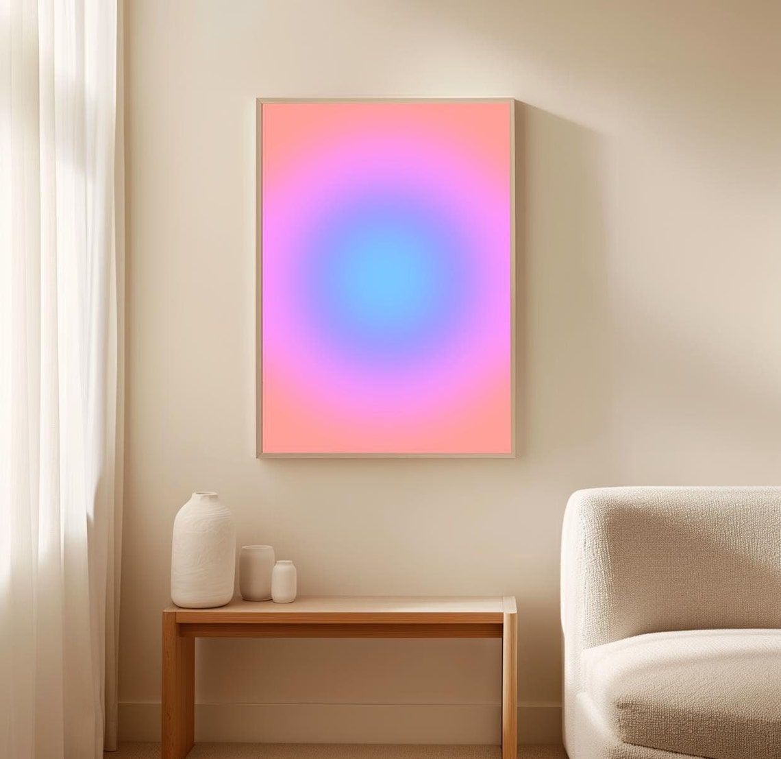 Pink Blue Aura Gradient Glow Soft Pastel Dreamy Abstract Poster - Image 2