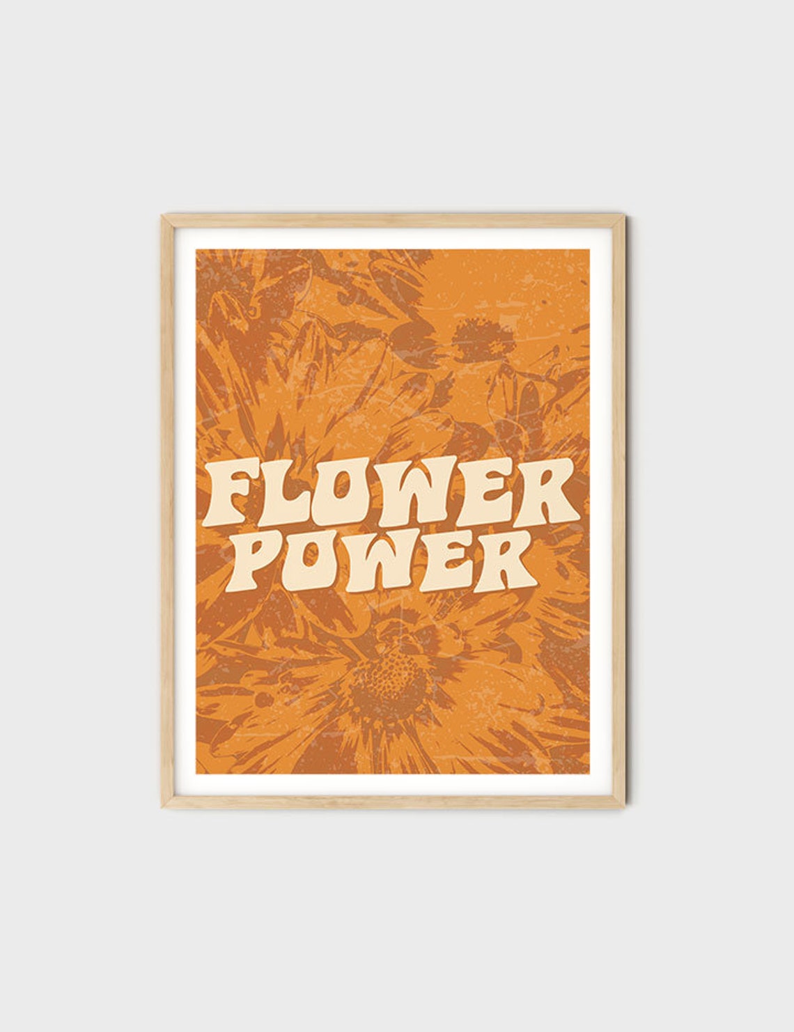 Flower Power Orange Bloom Vintage Typography Burnt Orange Poster - Image 6