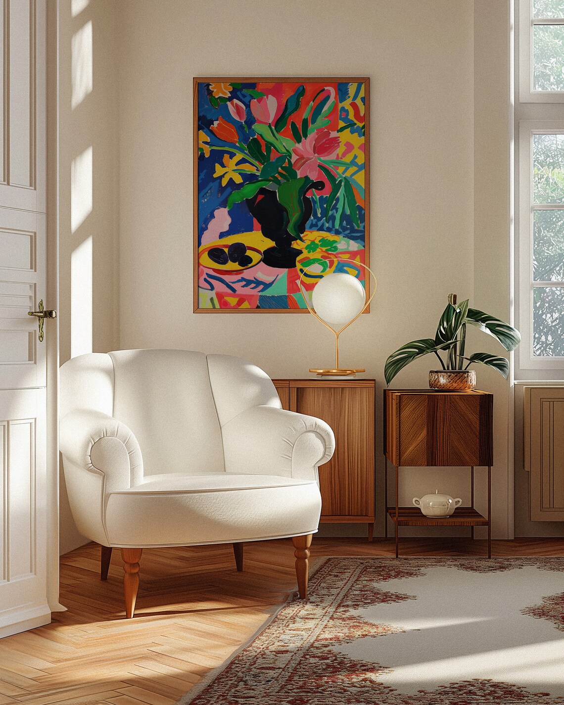 Bold Vase of Colorful Flowers in Matisse Style Still Life Poster - Image 2
