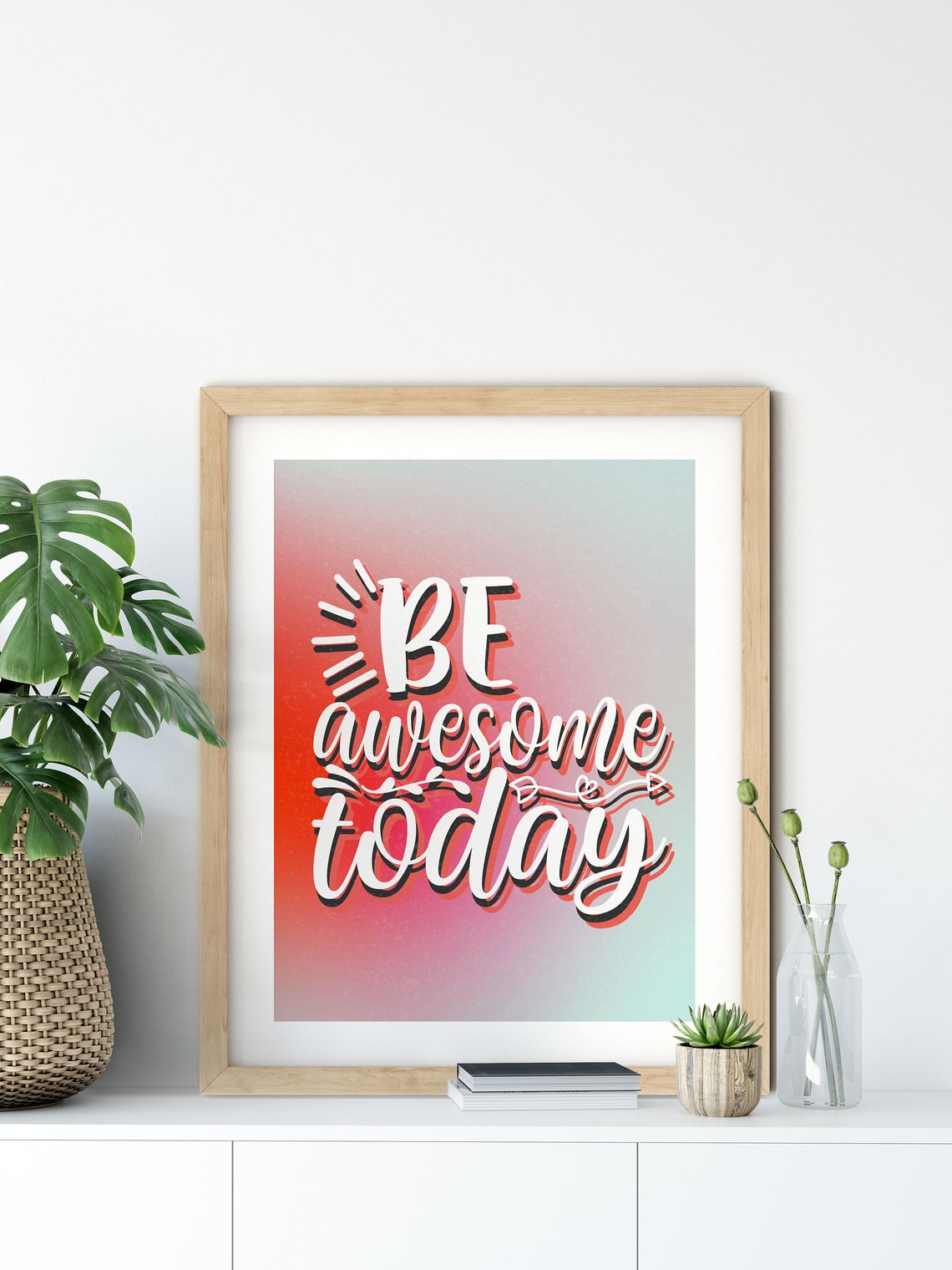 Be Awesome Today Gradient Script Motivational Typography Wall Poster - Image 4