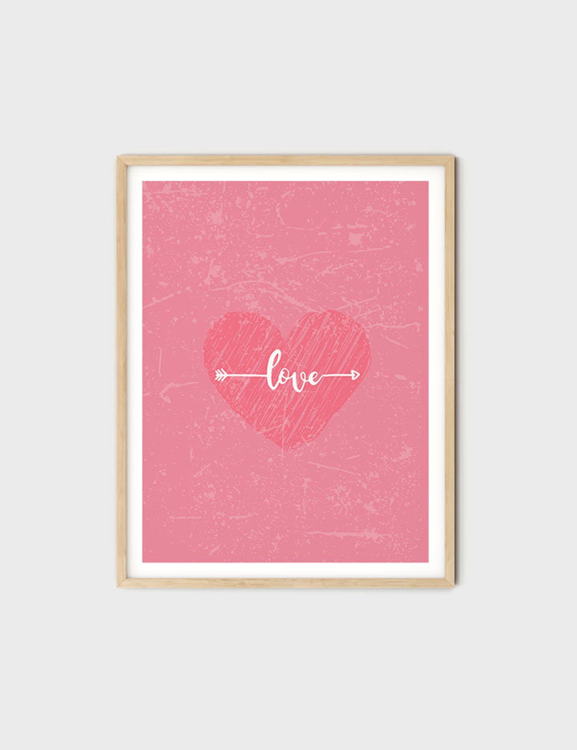 Love Script Arrow Pink Heart Typography Retro Romance Wall Poster - Image 6