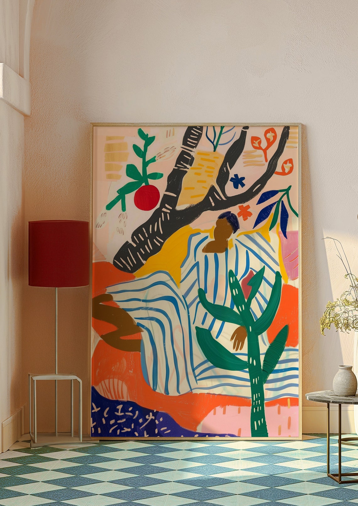 Colorful Abstract Figure Lounging Under a Stylized Tree Poster - Image 7