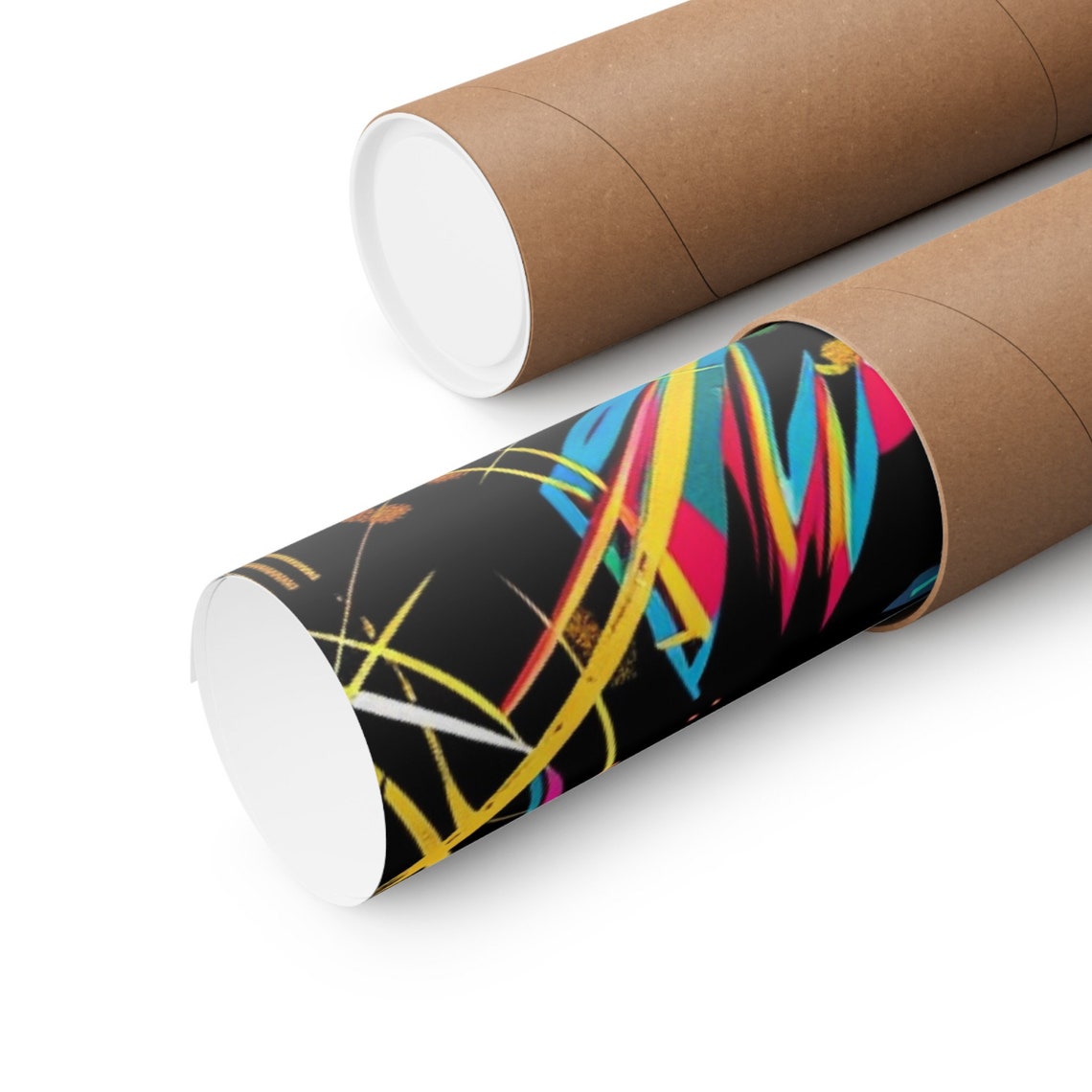Neon Graffiti Woman Face Pop Art Poster With Paint Drip Details - Image 2