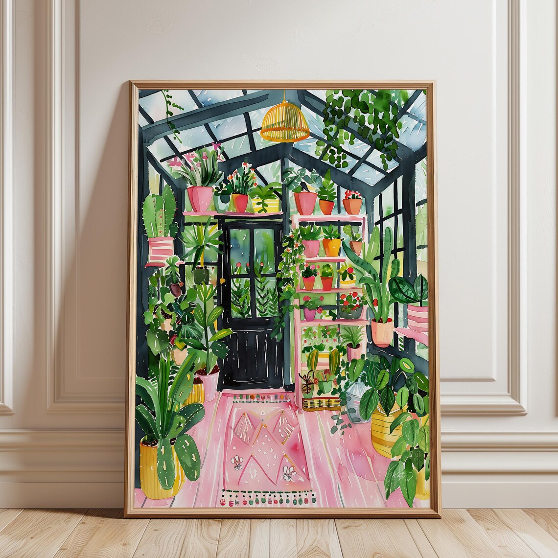 Greenhouse Botanical Poster, Floral Wall Decor