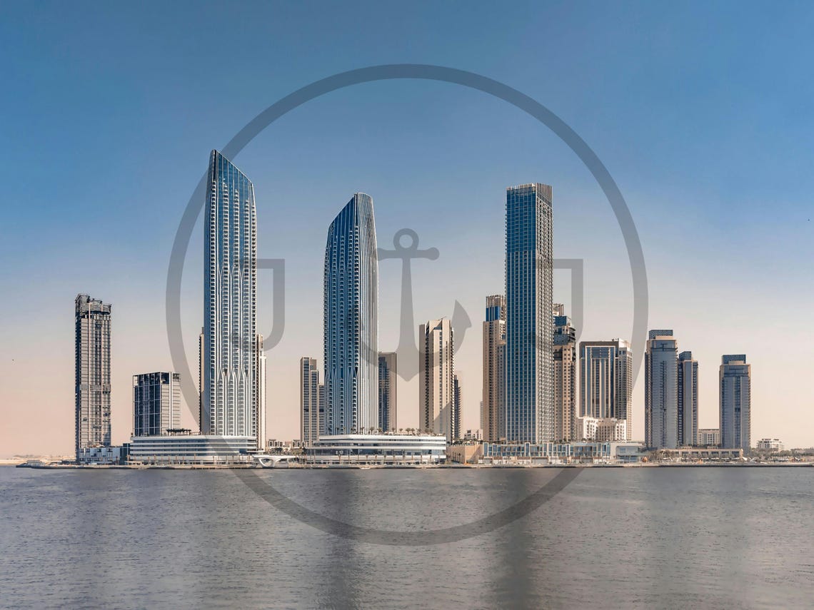 Modern Skyscrapers Waterfront Skyline Blue Sky Cityscape Poster - Image 3