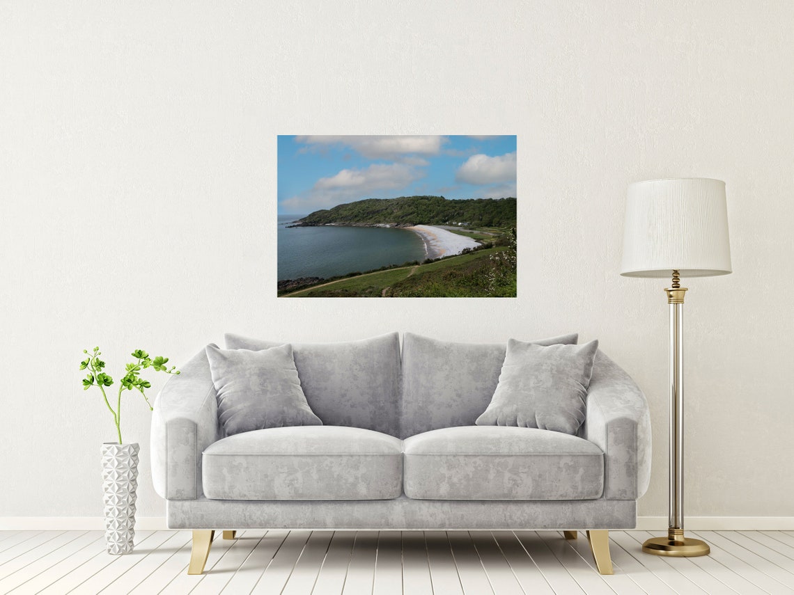 Pwll Du Bay Curved Shingle Beach Beneath Green Hills Gower Poster - Image 2