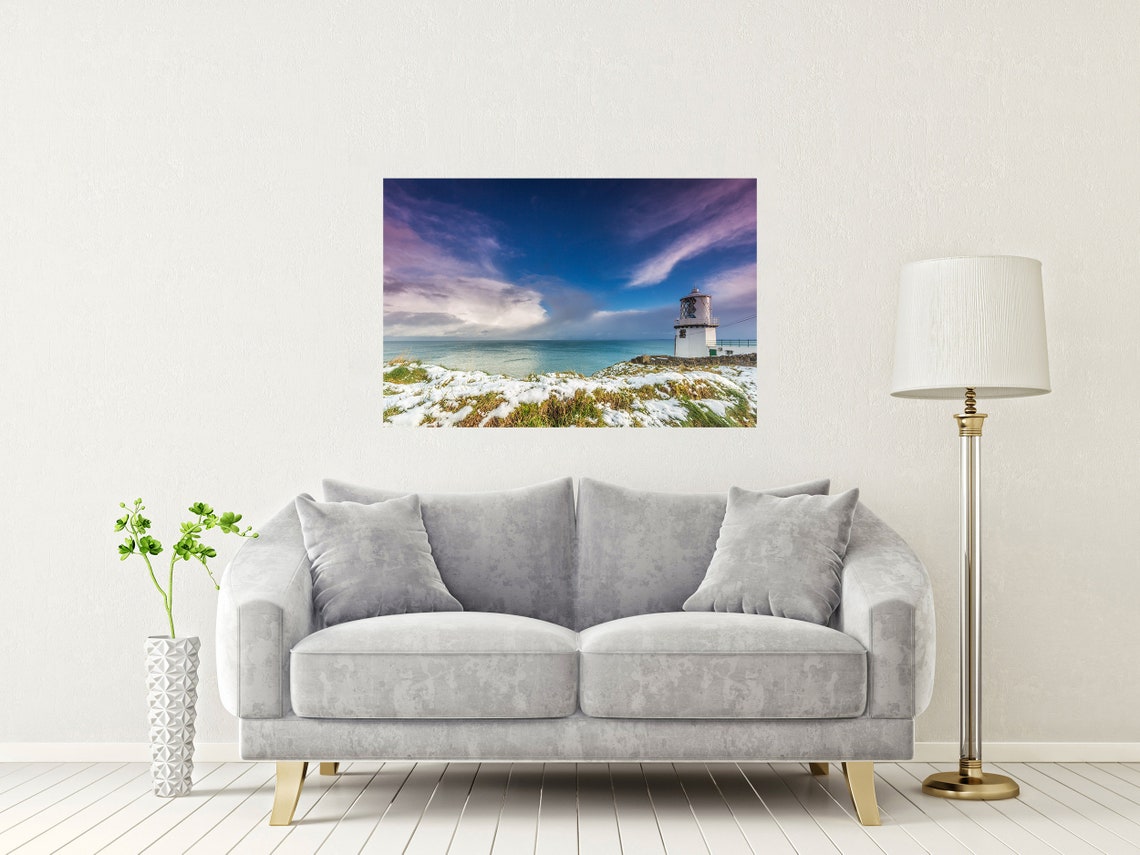 Blackhead Lighthouse Northern Ireland Snowy Coastline Poster - Image 2
