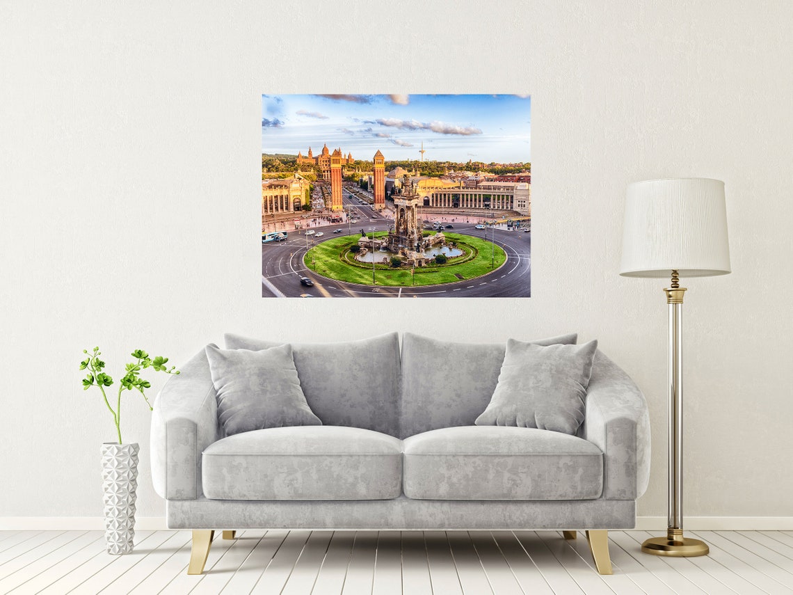 Barcelona Placa de Espanya Fountain Venetian Towers Sunset Poster - Image 2