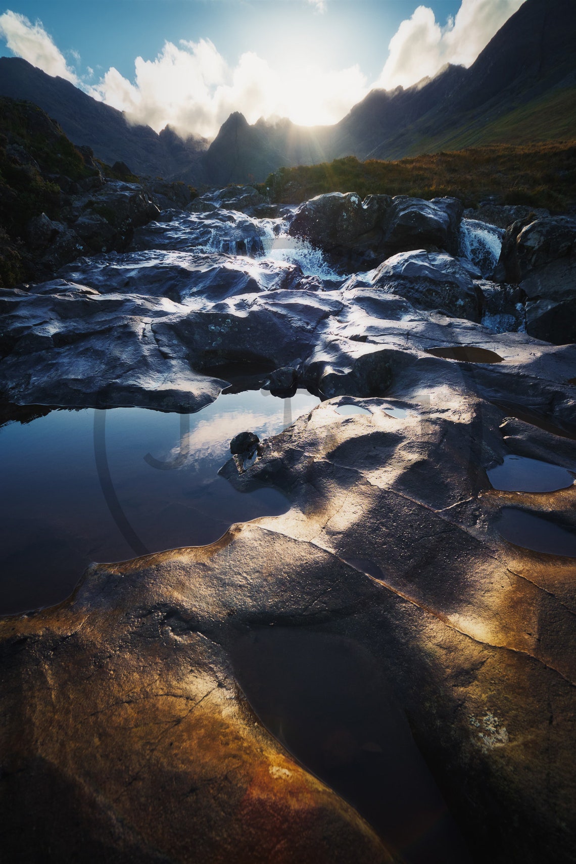 Glen Brittle Isle Of Skye Rocky Pools Sunrise Mountains Poster - Image 3