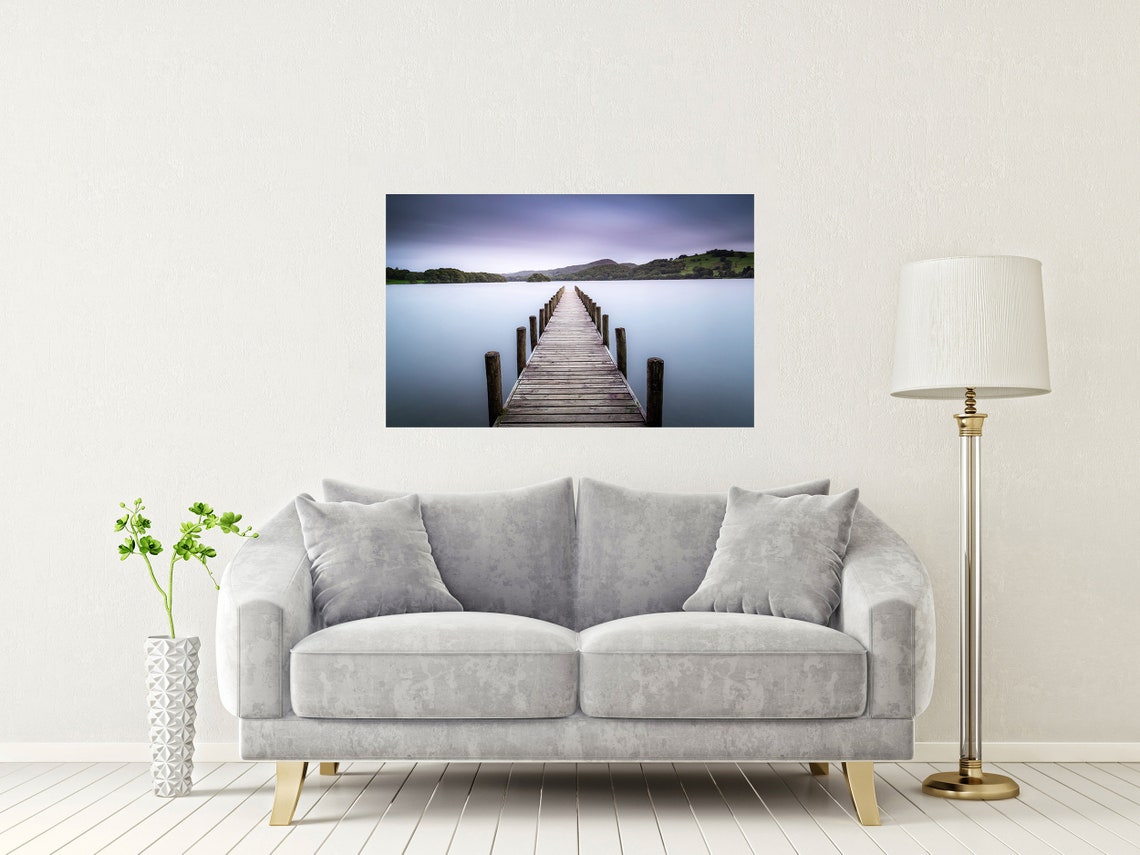 Coniston Water Parkamoor Jetty Misty Calm Lake District Poster - Image 2