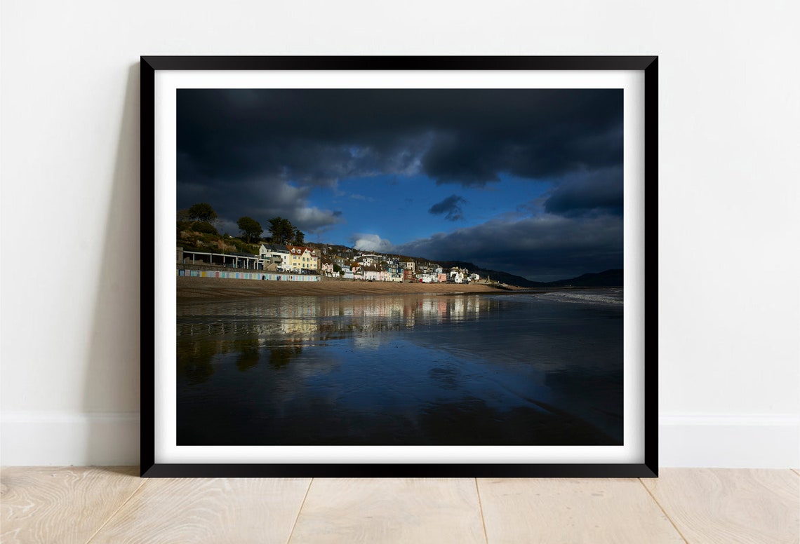 Lyme Regis Dorset Seaside Beach Town Stormy Reflections Poster