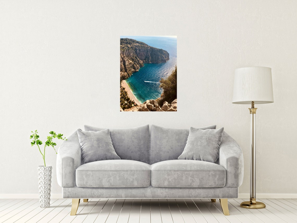 Fethiye Turkey Blue Lagoon Aerial Beach and Cliffs View Poster - Image 2