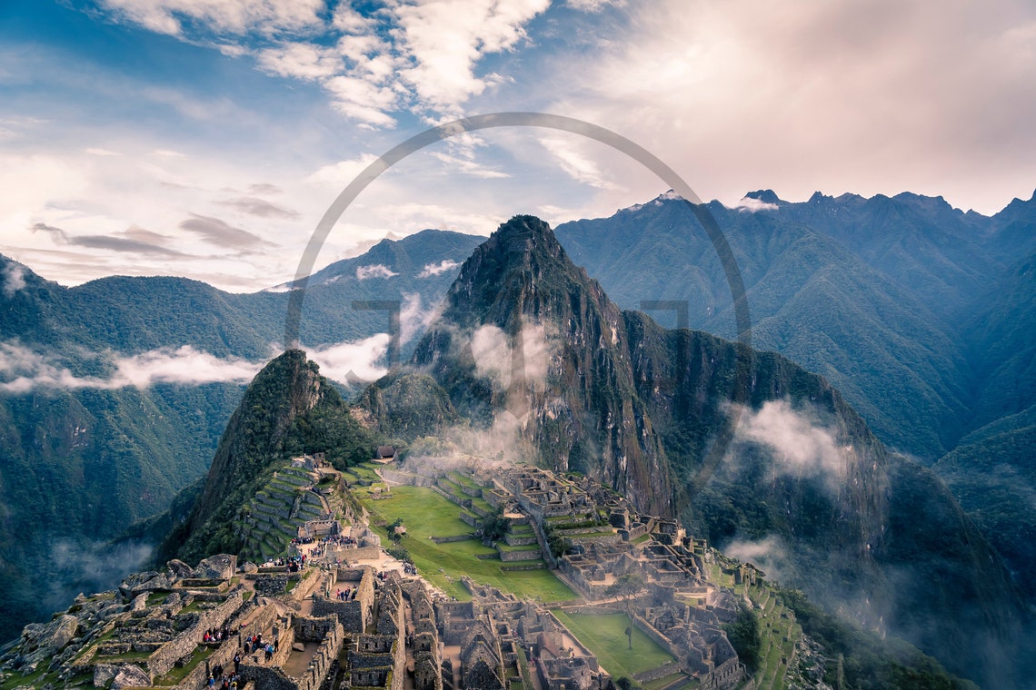 Machu Picchu Peru Ancient Ruins with Clouds and Mountains Poster - Image 3