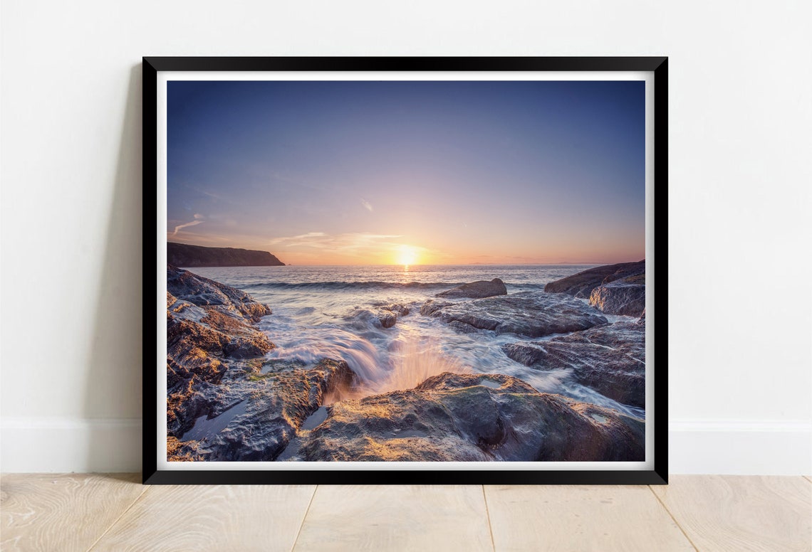 Musselwick Sands St Brides Bay Wales Sunset Long Exposure Print