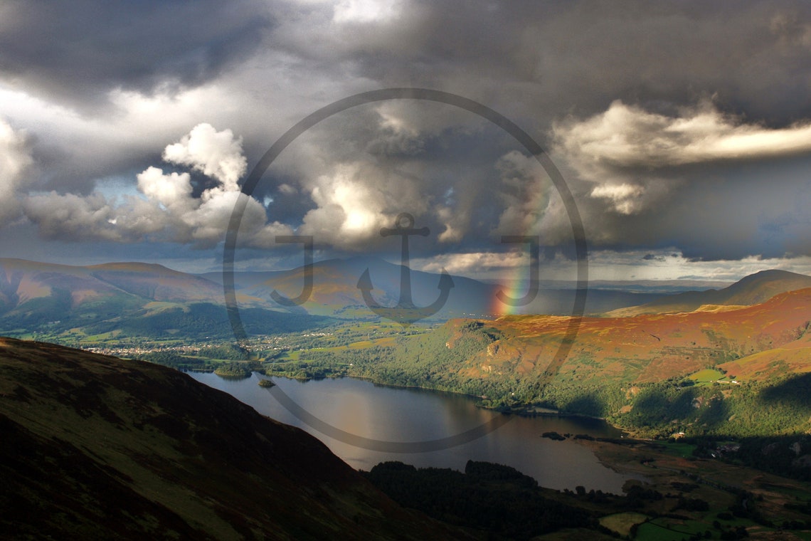 Rainbow Over Keswick Lake District Derwentwater Storm Poster - Image 3